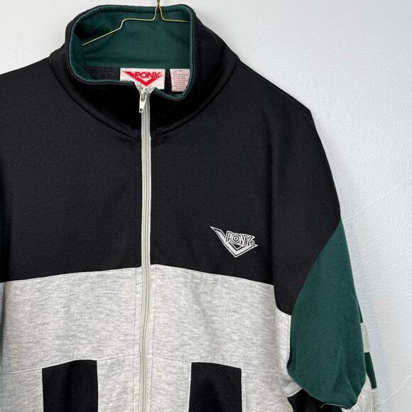 Vintage Pony Track Jacket XL Colorblock Zip Up Retro 90s Streetwear - Picture 1 of 7